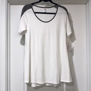 LuLaRoe Perfect T - White with Grey